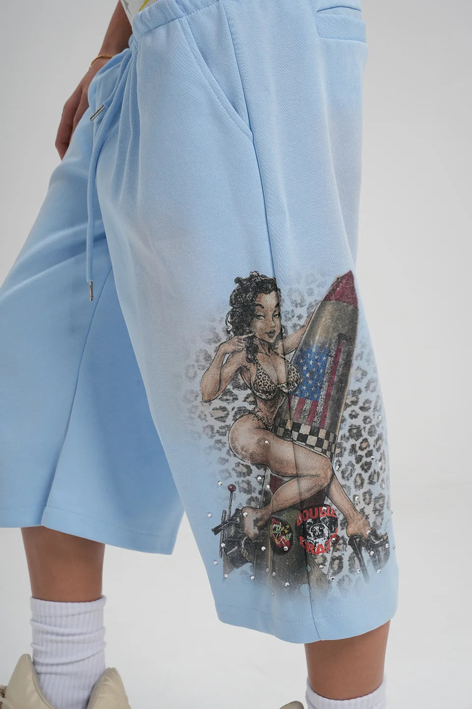 Faded Pin Up Layered Shorts-664