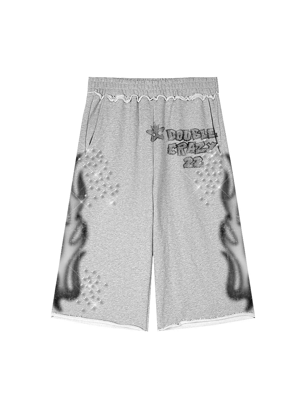 Rhinestone Flame Sweat Jorts-645