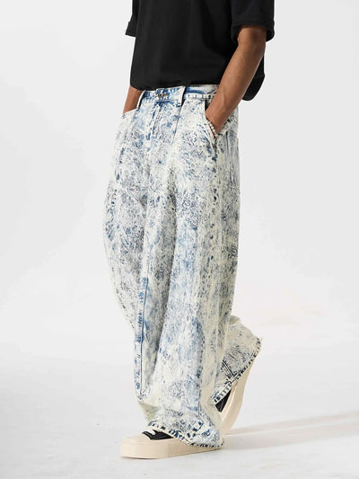 Pantalón de algodón de pernera ancha bordado-S1205