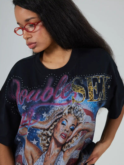 US Flag Pin Up Boxy Tee-672