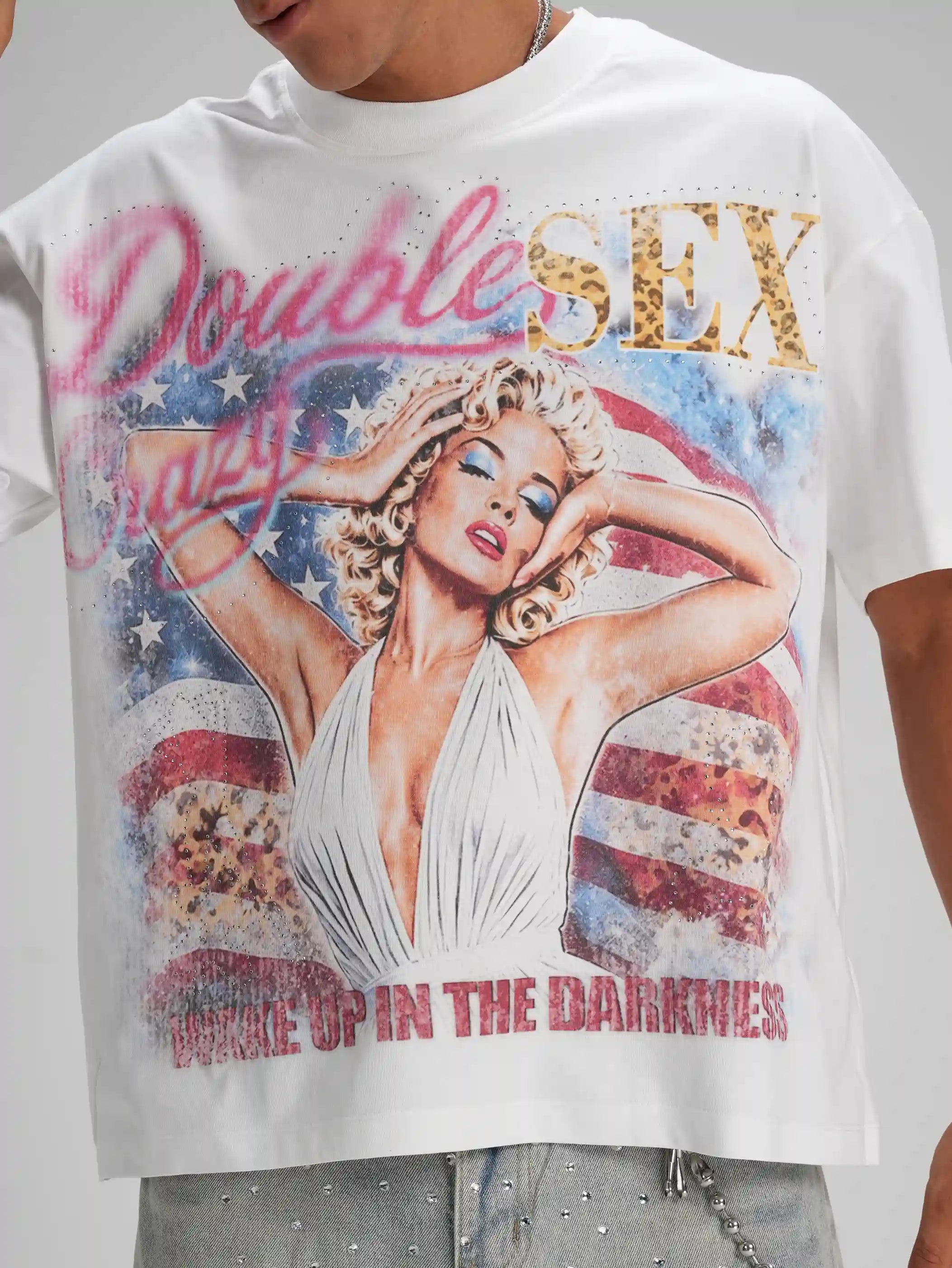US Flag Pin Up Boxy Tee-672