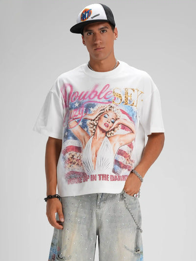 US Flag Pin Up Boxy Tee-672