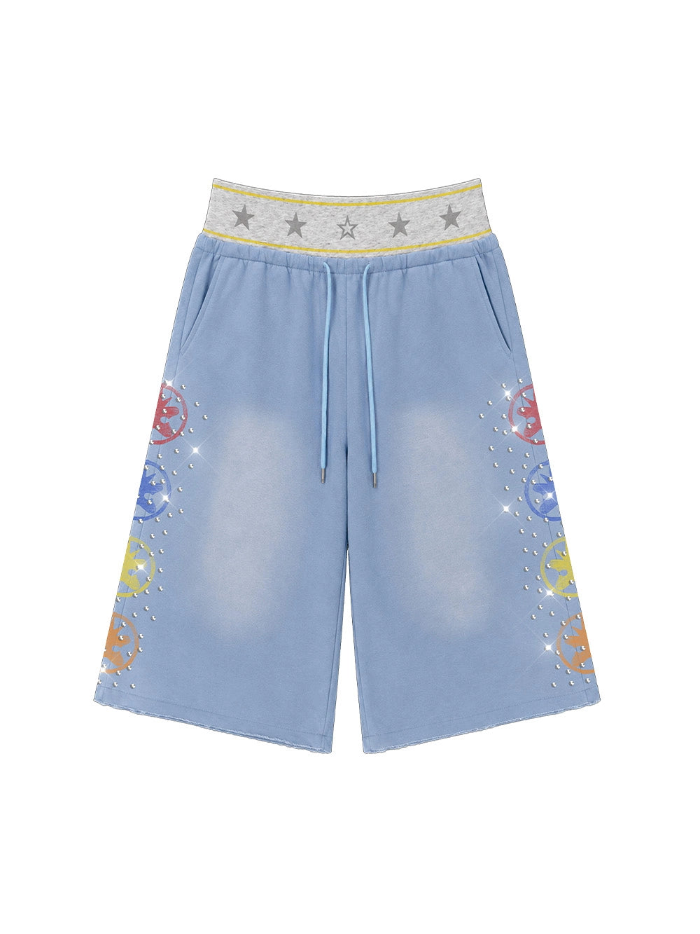 Faded Iced Out Layered Jorts-679