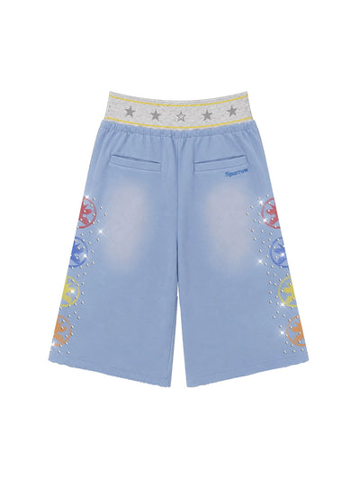 Faded Iced Out Layered Jorts-679