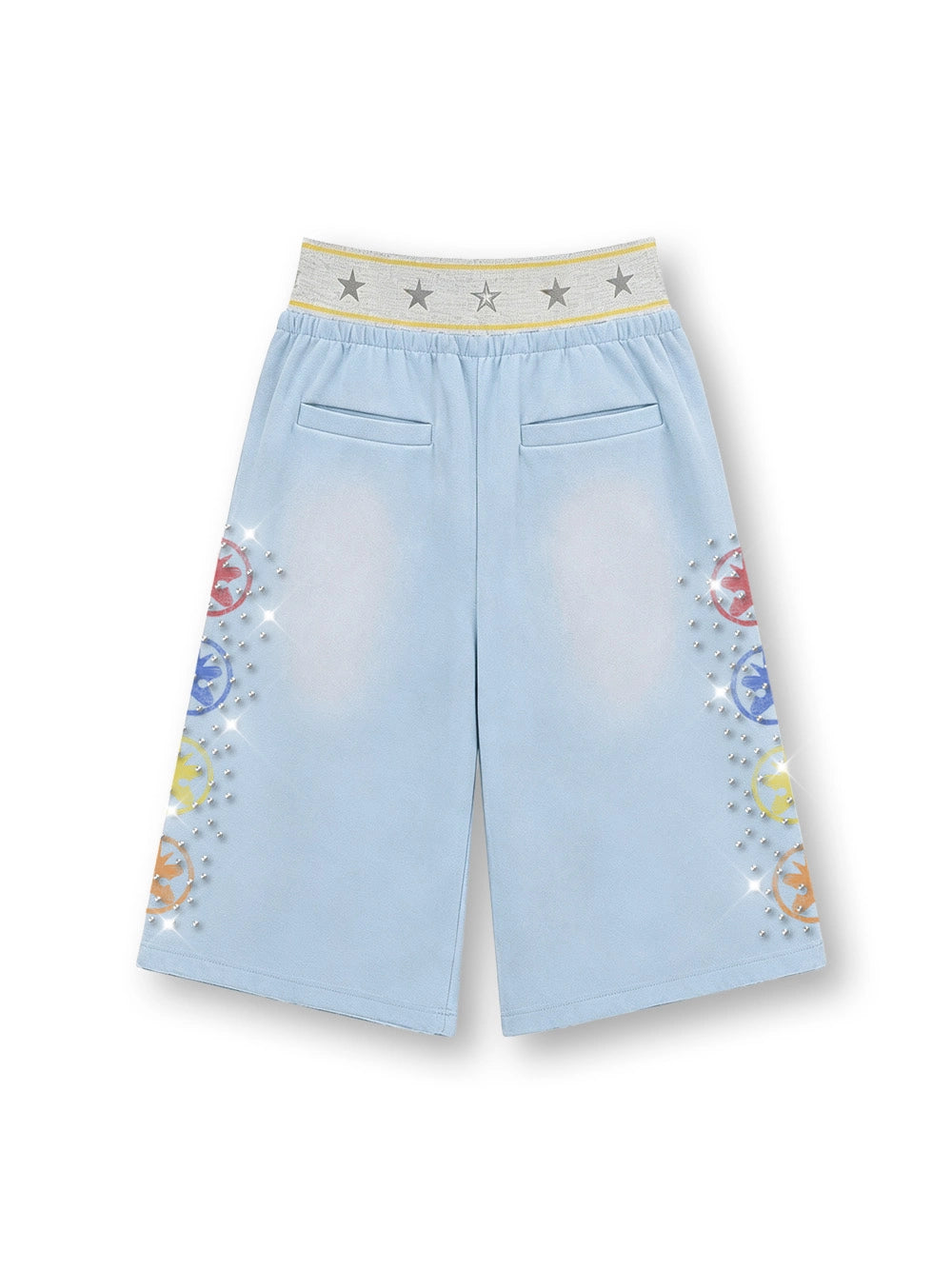 Faded Iced Out Layered Jorts-679