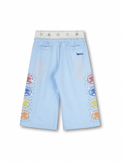 Faded Iced Out Layered Shorts-679