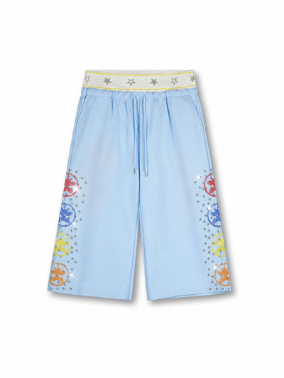 Faded Iced Out Layered Shorts-679