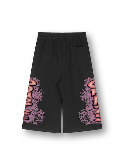 Distressed Graffiti Sweatshorts-699