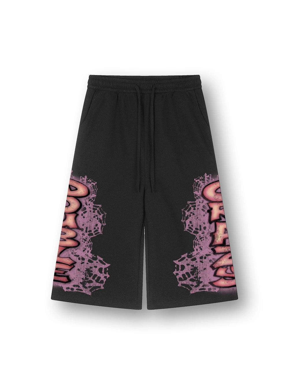 Distressed Graffiti Sweatshorts-699