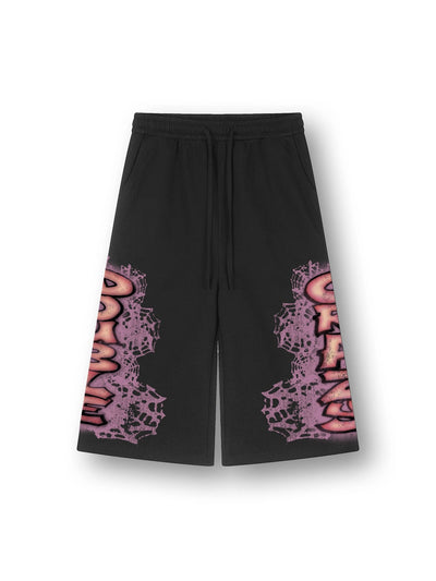 Distressed Graffiti Sweatshorts-699