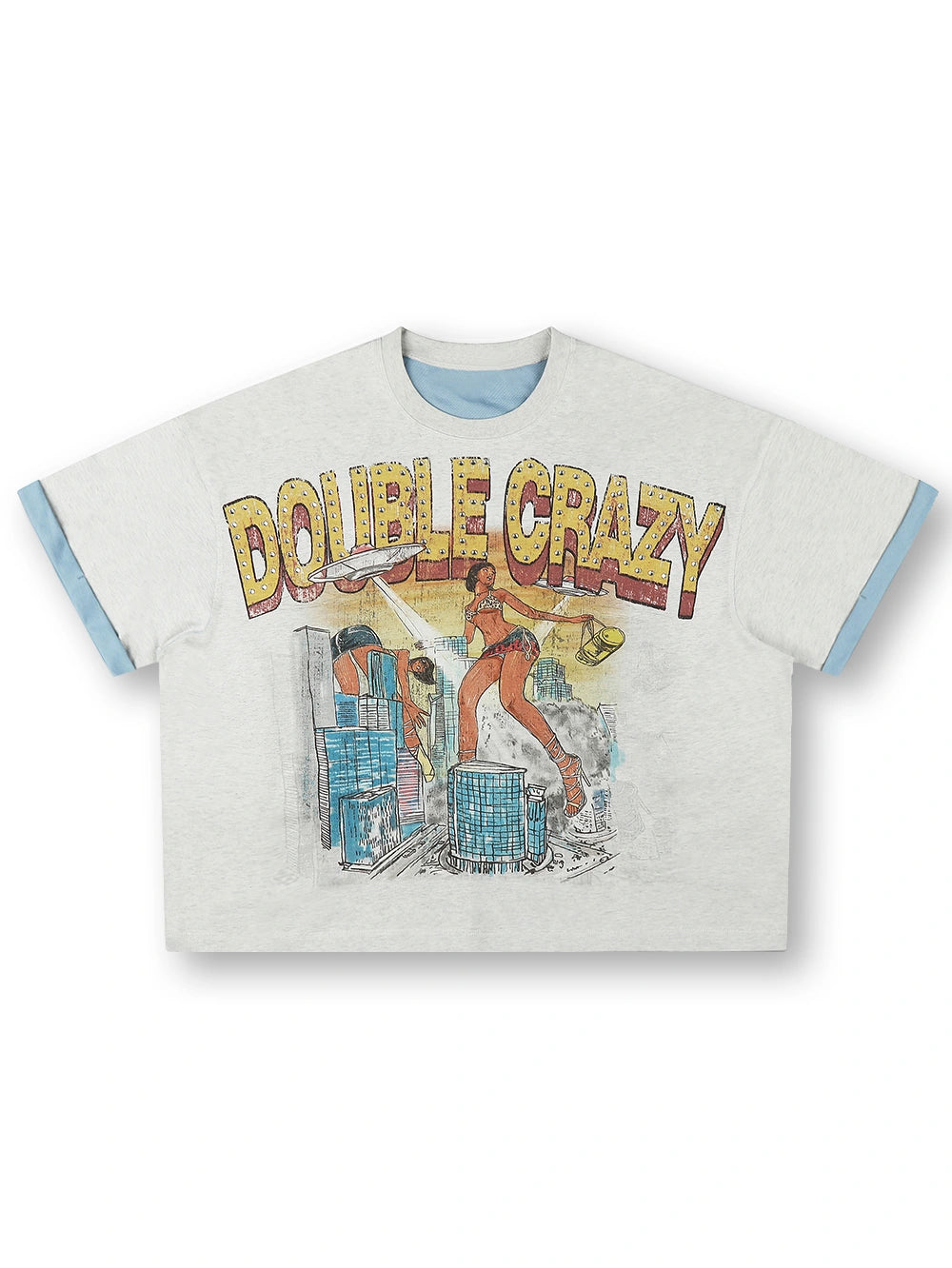 Camiseta de ciencia ficción dibujada a mano estilo Bling de los 90-534
