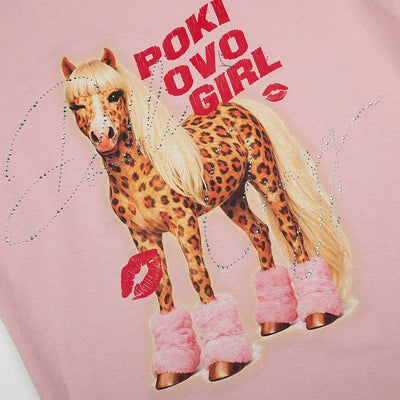 Iced Out Pink Boot Pony Top-756