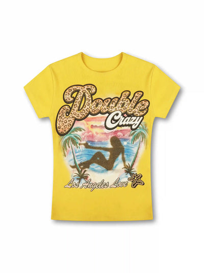 Camiseta corta con estampado de leopardo "Gun Girl"-608