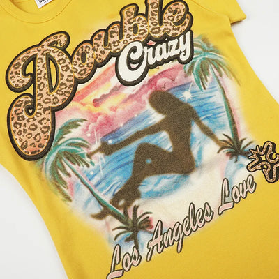 Camiseta corta con estampado de leopardo "Gun Girl"-608