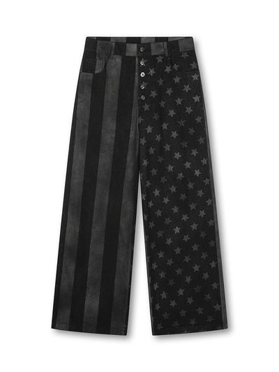 Washed Star Stripe Denim Set-S1241