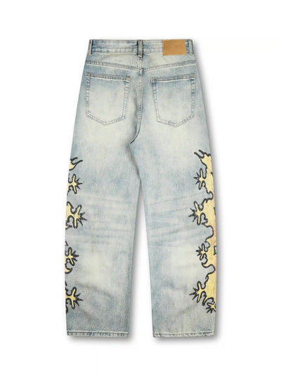 Sparkle Tribal Fire Wide Jeans-611
