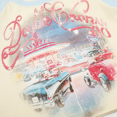 Top corto estilo retro con brillos para coche-620