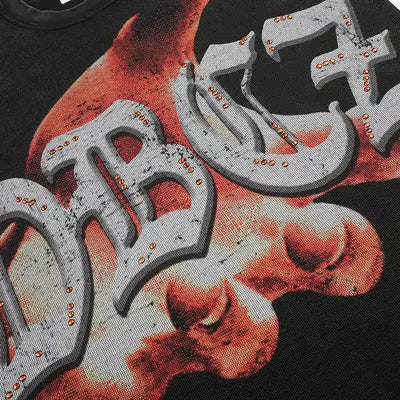 Camiseta sin mangas con tachuelas estilo punk con dobladillo sin rematar-575