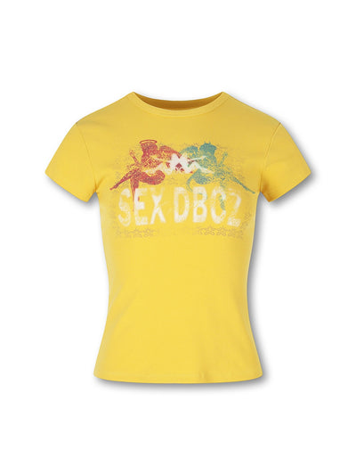 Parody angel devil baby tee front view DoubleCrazy