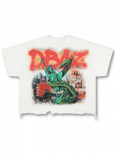 Bling Liberty Snake Camiseta Boxy-586
