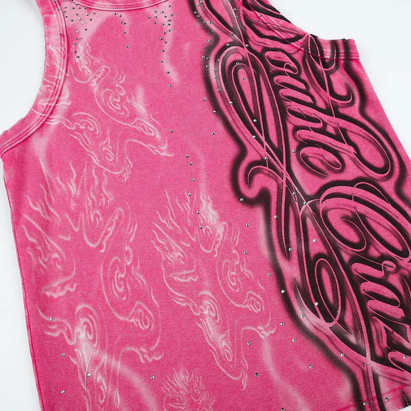 Rhinestone Faded Tribal Tank-695