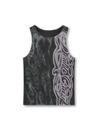Rhnestone faded tribal tank front view DoubleCrazy