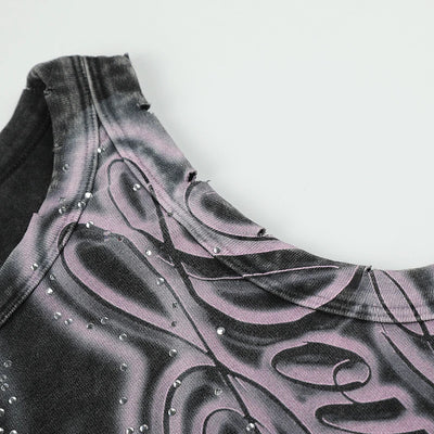 Rhinestone Faded Tribal Tank-695