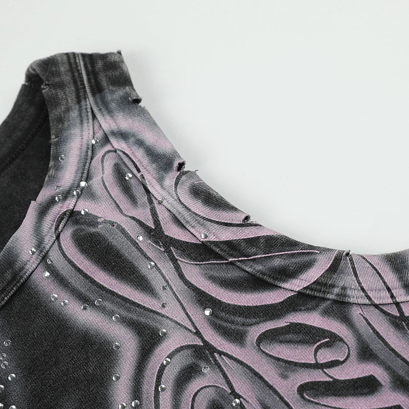 Rhinestone Faded Tribal Tank-695