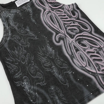 Rhinestone Faded Tribal Tank-695