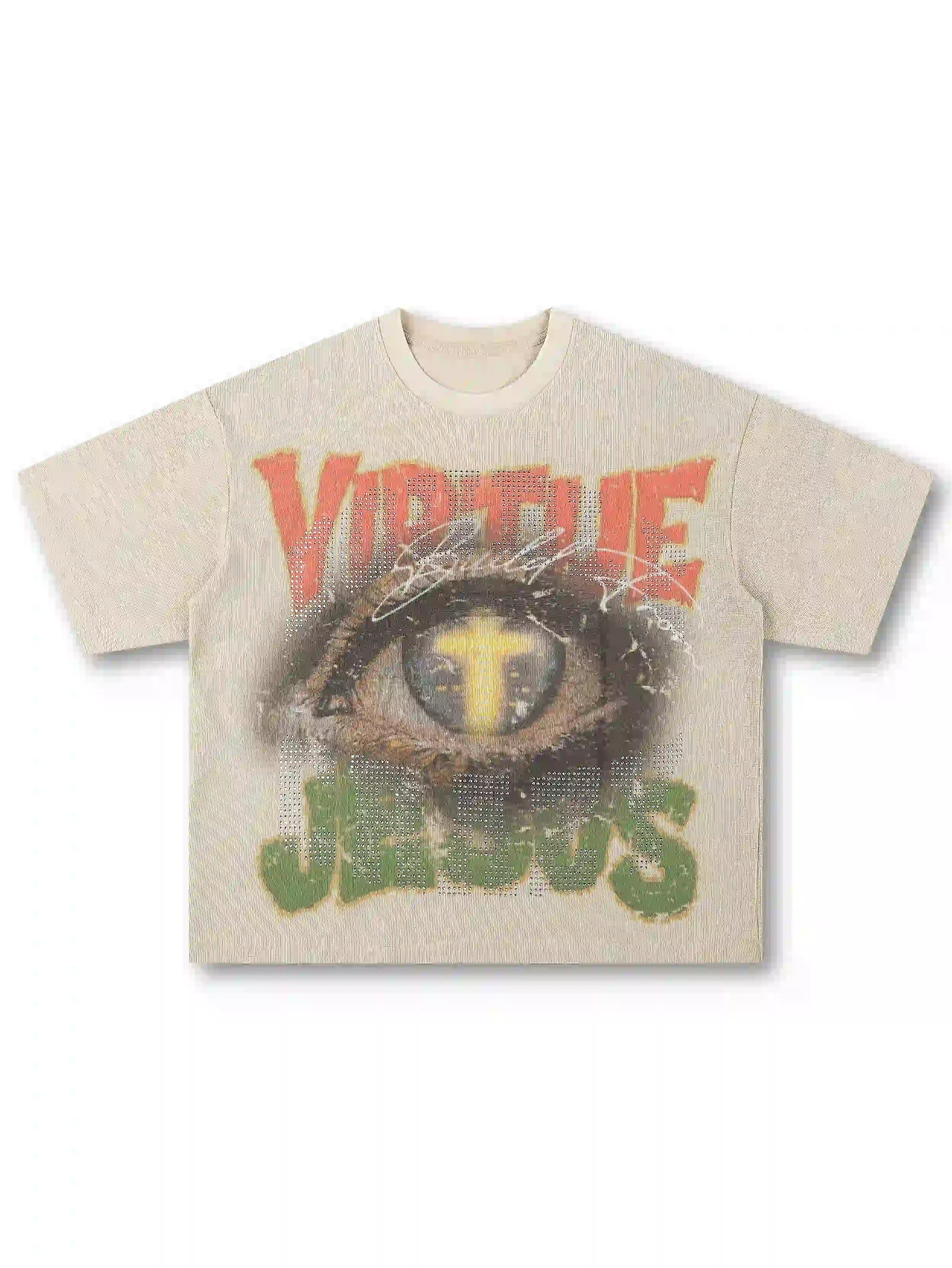 Evil Eye Rhinestone Waffle Tee-562