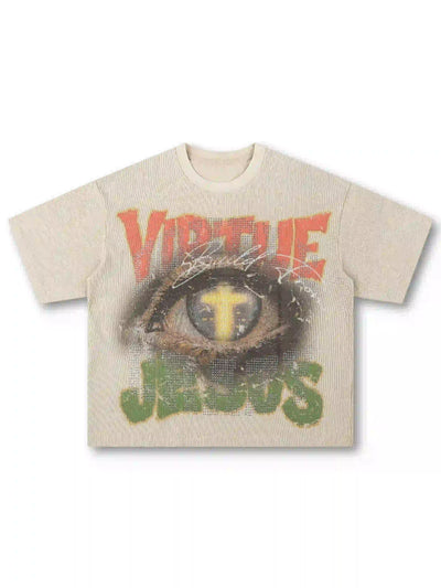 Camiseta Gofrada con Diamantes de Imitación y Ojo Turco-562