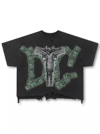 Camiseta de parodia de Jesús de diamantes de imitación - 553