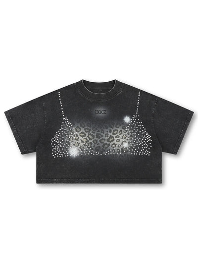 Haut de bikini court Bling Leopard-661