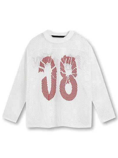 Bold Graphic Mesh Long-Sleeve Top-S906
