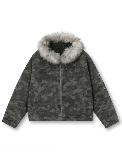 Fur-Lined Camo outerwear-S1162