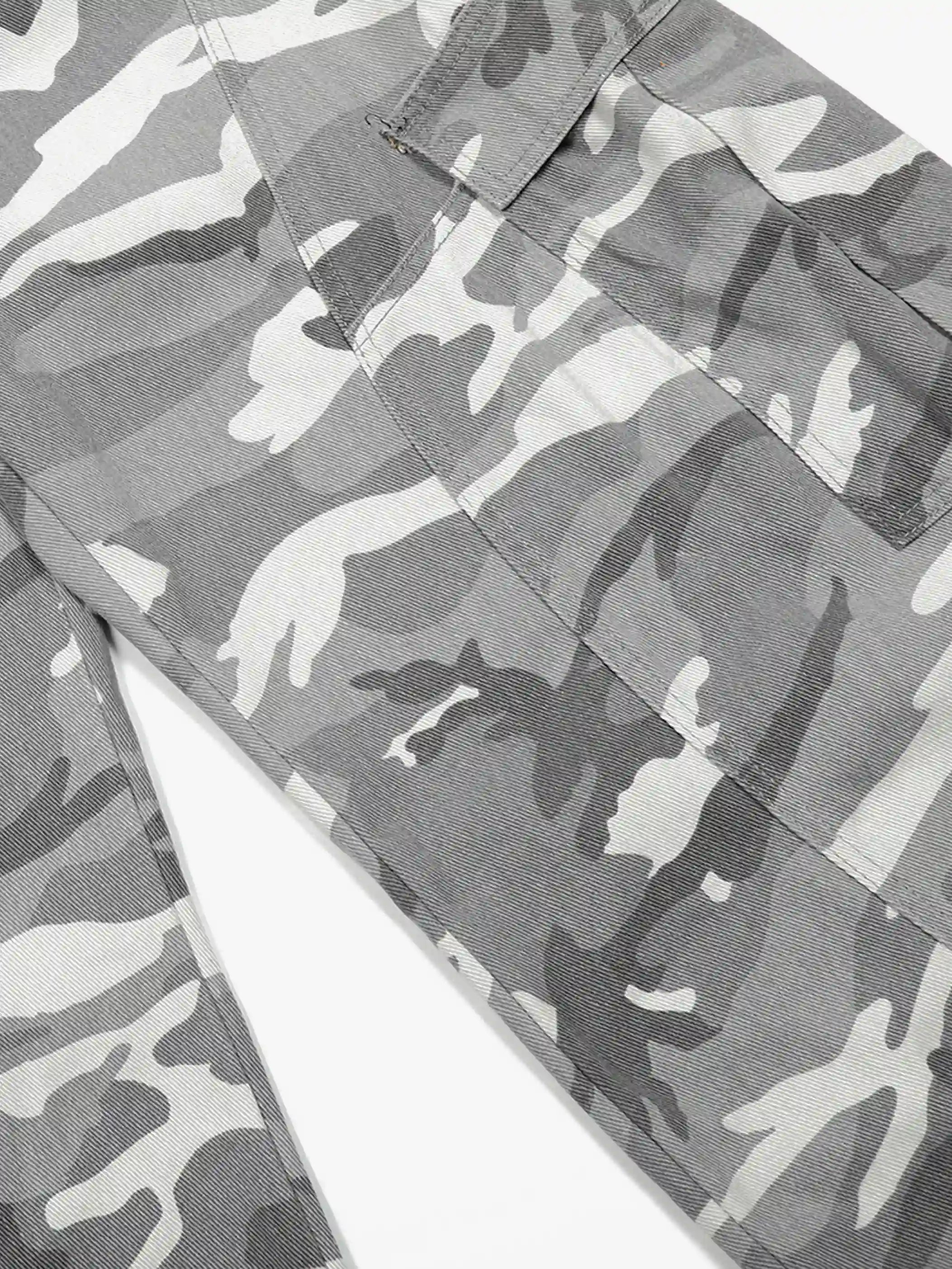 Streetwear Grey Camo Cargo Pants-S1050