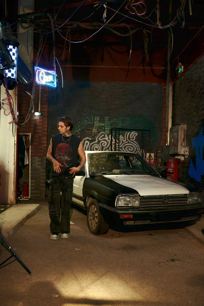 Street Repair Cargo Denim Pants-S1061