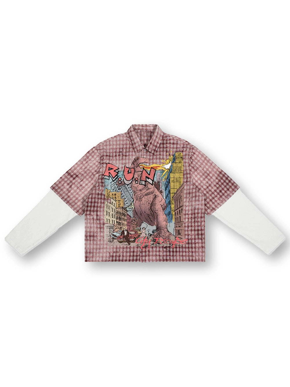 Layered T-Rex Plaid Shirt-707