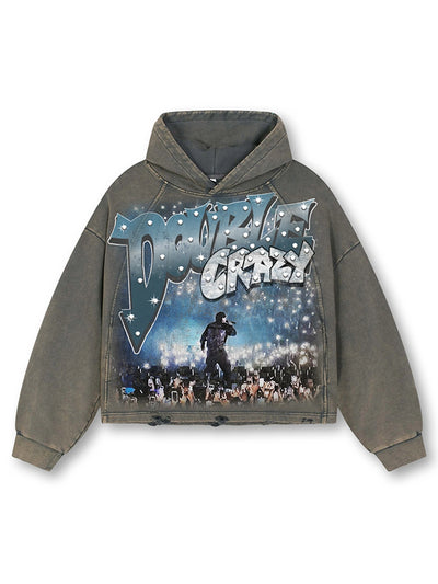 Distressed Concert Boxy Hoodie-718