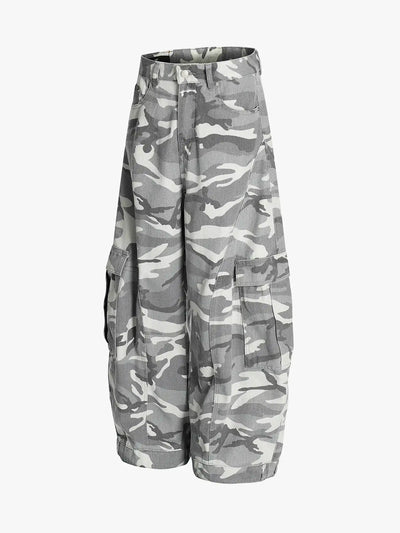 Streetwear Grey Camo Cargo Pants-S1050