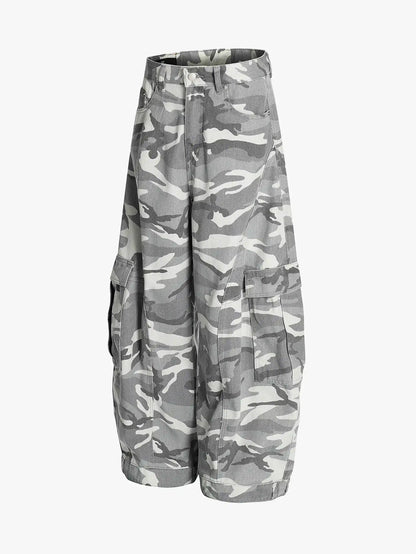 Streetwear Grey Camo Cargo Pants-S1050