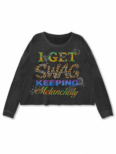 Faded Melancholy Quote Boxy L/S -737