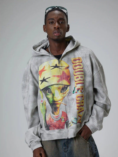 Sudadera con capucha Space Rebel Alien-340