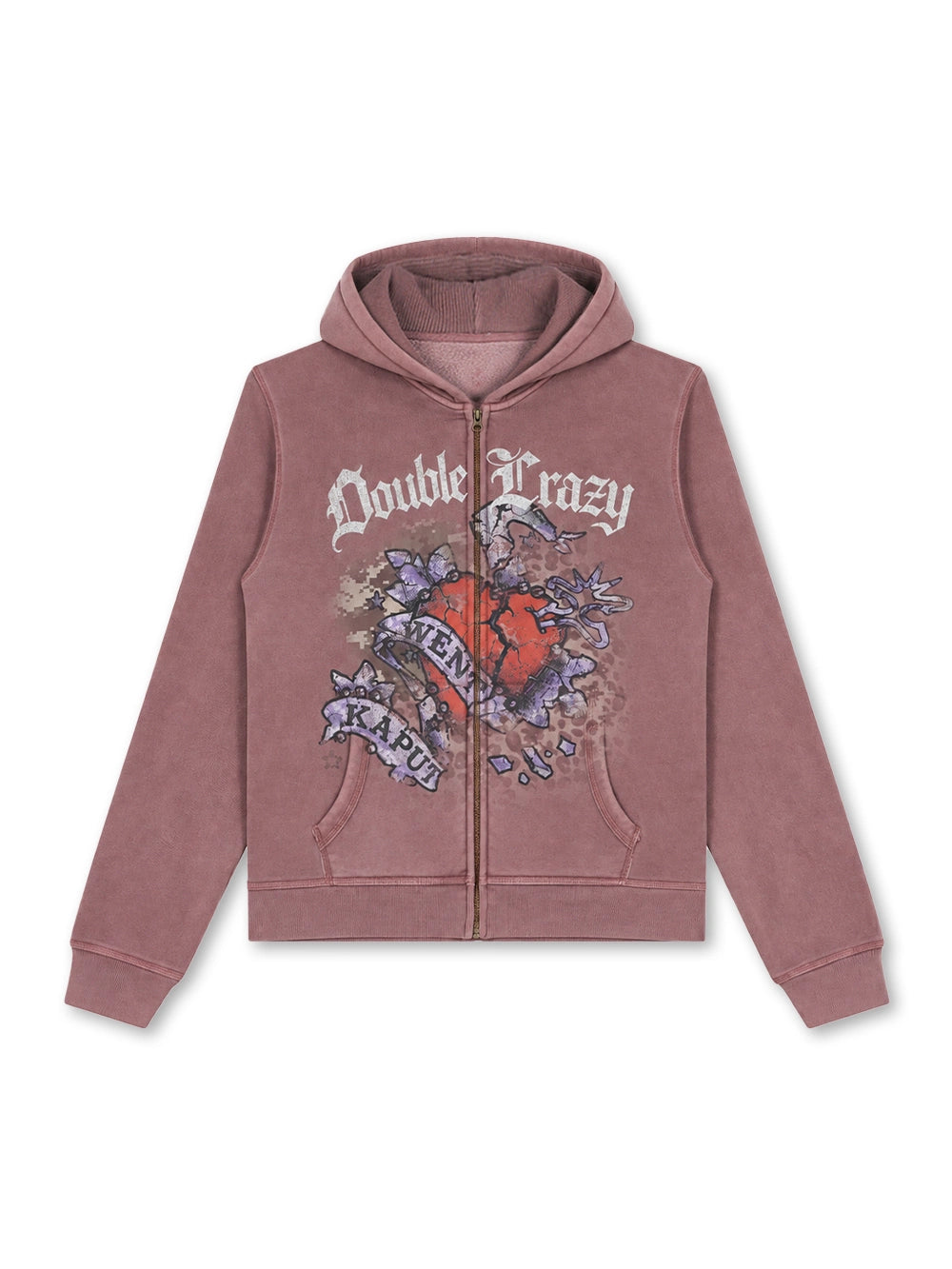 Snow Wash Foil Text Zip-Up-744