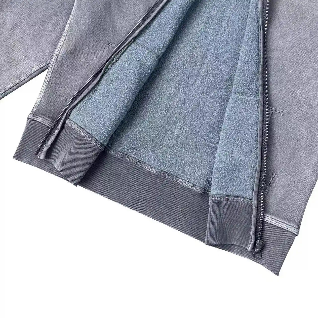 Snow Wash Foil Text Zip-Up-744