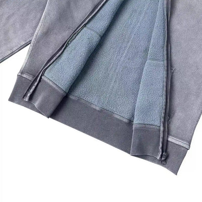 Snow Wash Foil Text Zip-Up-744