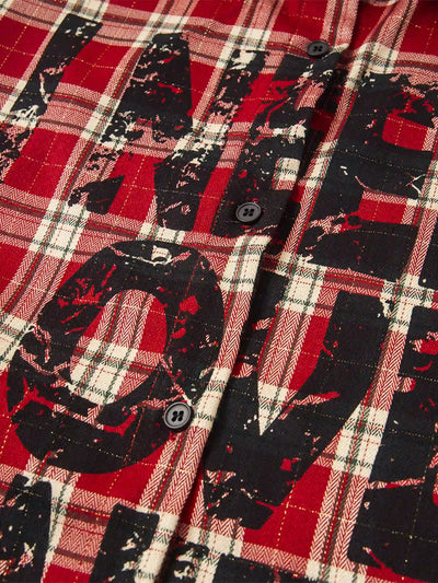 Camisa unisex de manga larga a cuadros estilo grunge-S1012