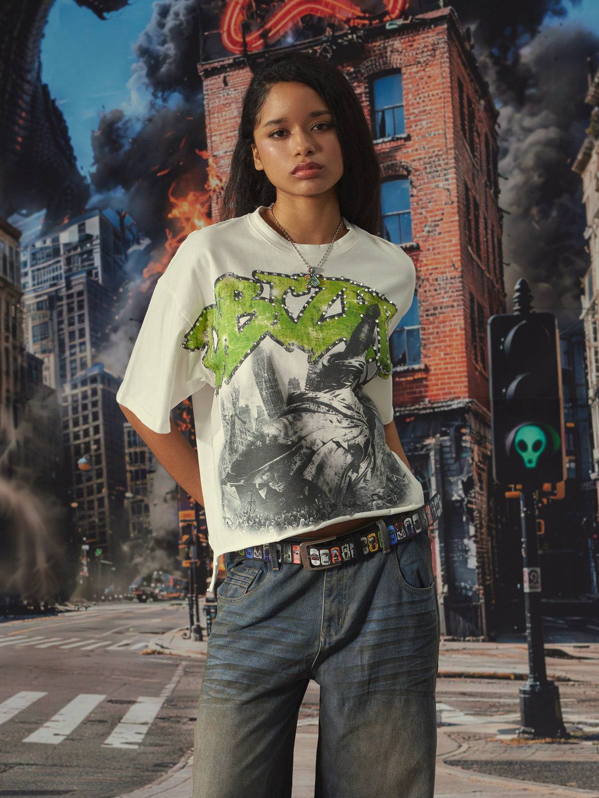 Camiseta Liberty Desgastada con Dobladillo sin Rematar-482