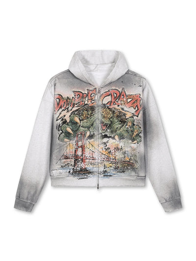 Distressed Kaiju Zip Hoodie-753