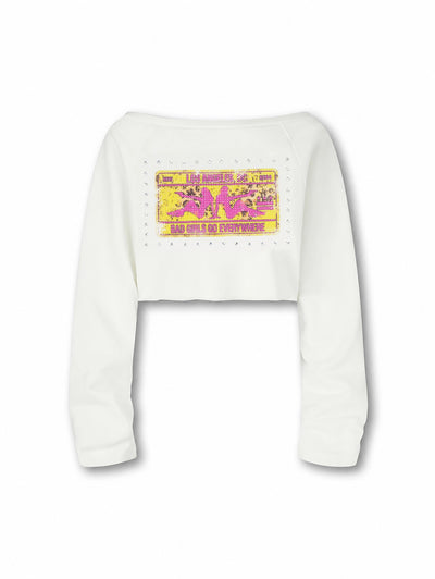 Crop top manches longues Iced Out License Plate-765